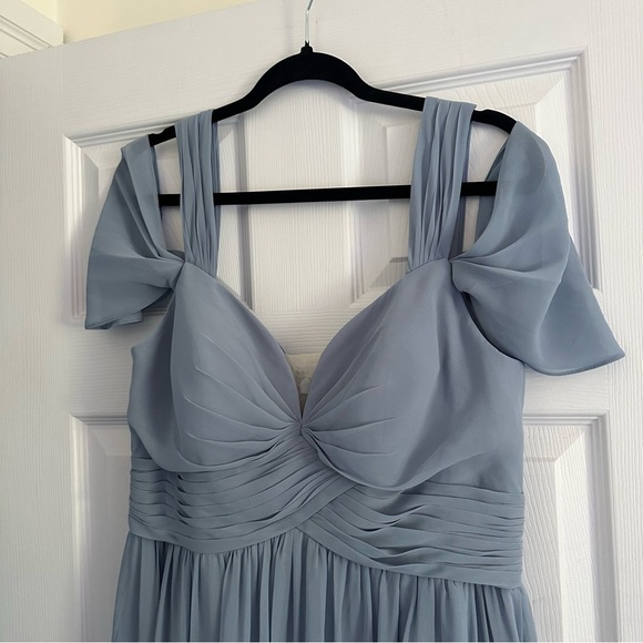 Size 12 Azazie Lianne A-Line Off the Shoulder Chiffon Dress - Twilight Color - Picture 7 of 12